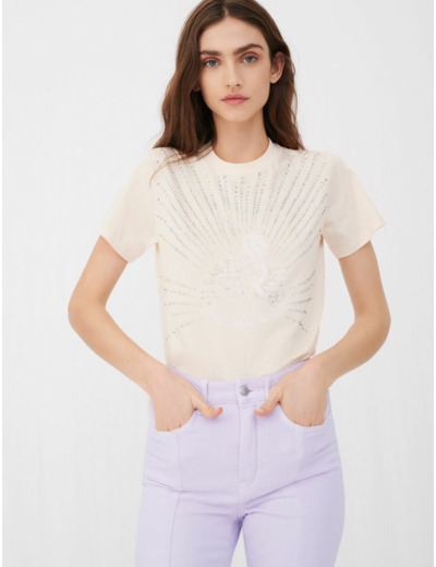 Tee-shirt à strass sérigraphié