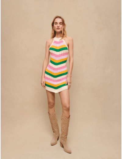 Robe en maille multicolore