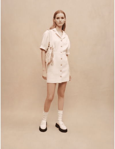 Robe en tweed boutonnée blanche