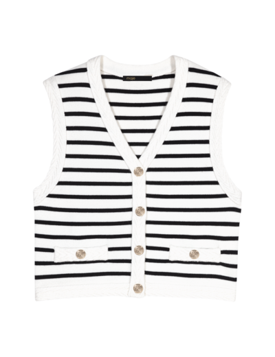 Cardigan sans manches à rayures