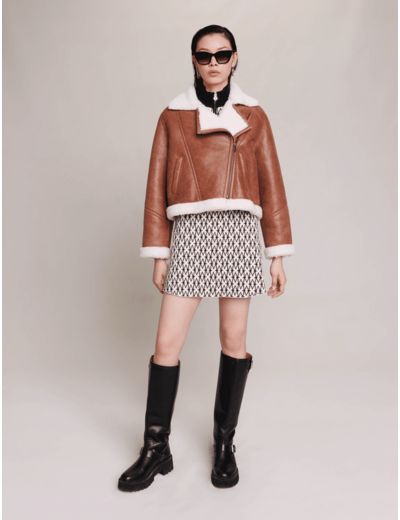 Blouson court en cuir d'agneau