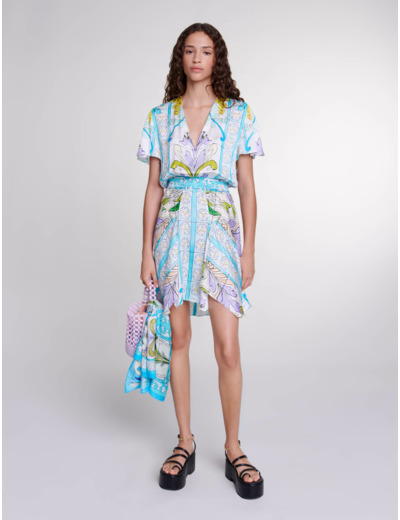 Robe courte imprimée satinée