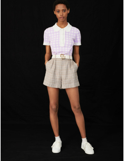 Pull façon polo en jacquard