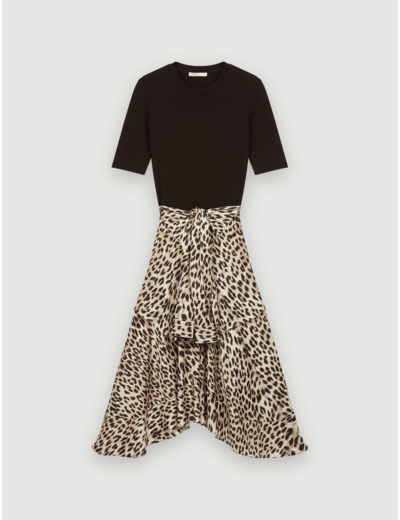 Robe en jersey et satin imprimé