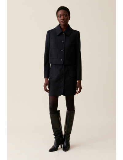 Veste boîte laine mélangée noir
