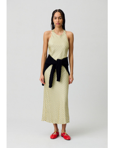 Robe longue satinée