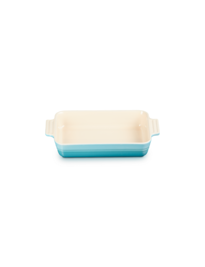 Plat rectangulaire classique 25cm en céramique bleu caraïbes