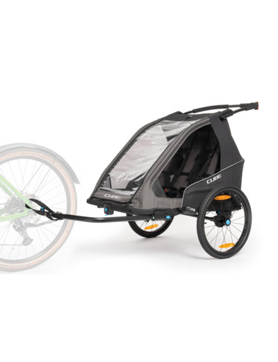 Remorque pour enfant 2 places DOUBLE PURE Noir/Gris