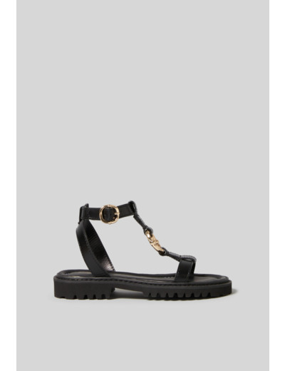 Sandales cuir anneau doré