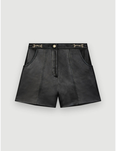 Short en cuir à détails de mors