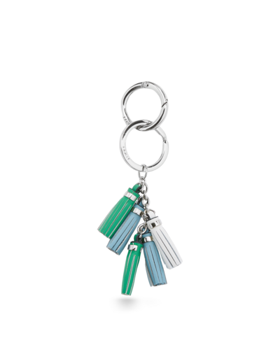 Cuir Pompon - Porte-clés mini pompons - Cuir de vachette lisse et métal