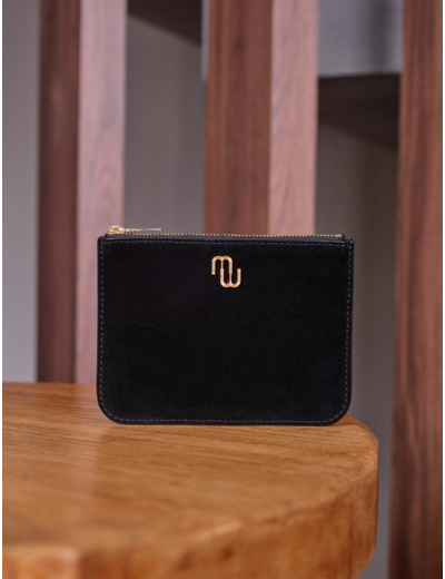 Pochette zippée en suède