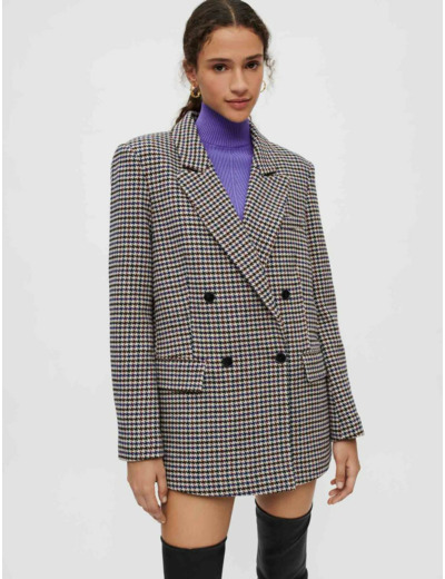 Veste large et épaisse en pied de poule