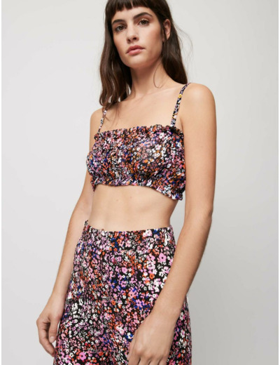 Brassière en mousseline de soie imprimée