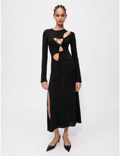 Robe en maille stretch à ouvertures