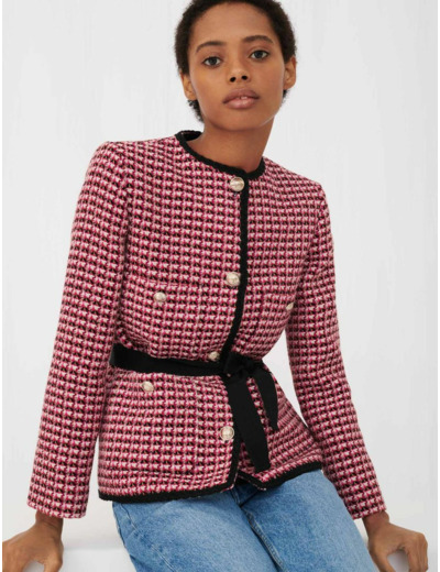 Veste façon tweed contrastée