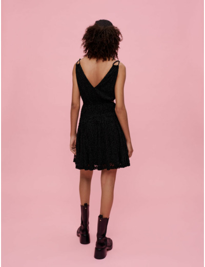 Robe bretelles à plumetis velours