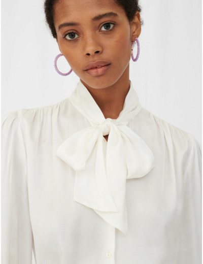Chemise en satin monogramme Maje