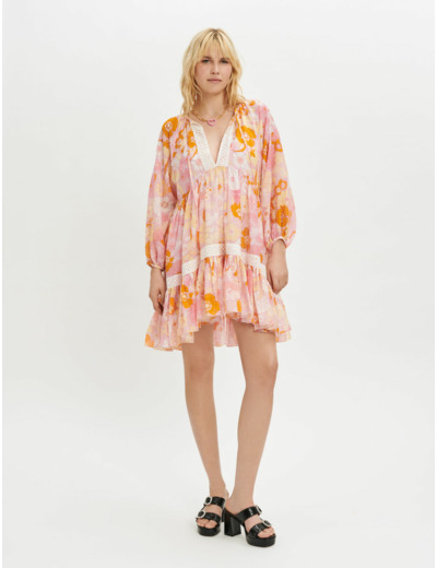 Robe en voile de coton et soie