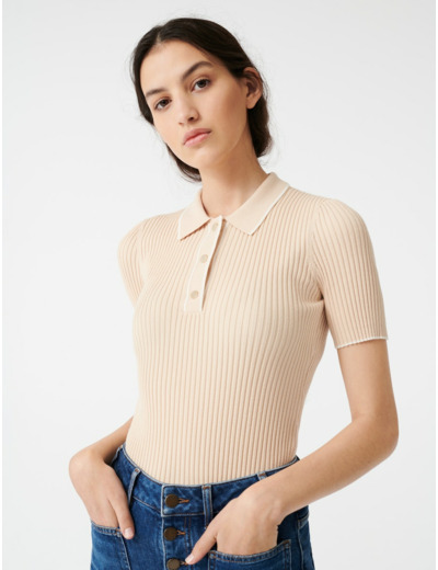 Pull à côtes façon polo
