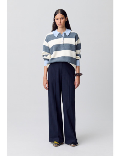 Pull polo large rayures