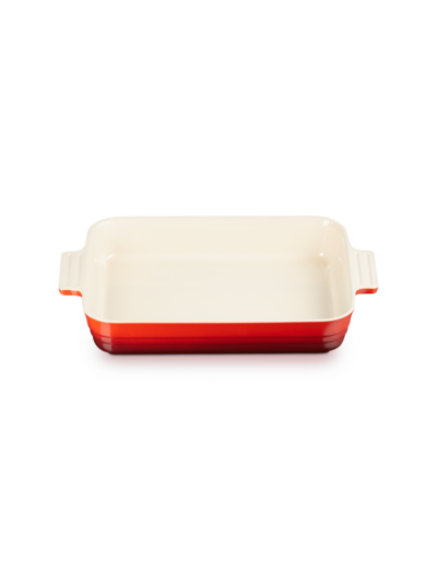 Plat rectangulaire classique 32cm en céramique cerise