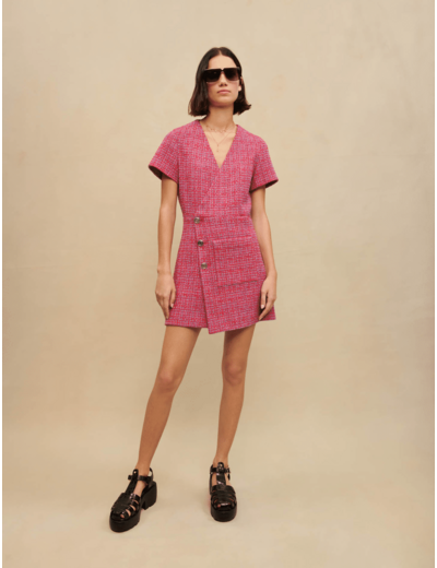 Robe courte en tweed dos ouvert