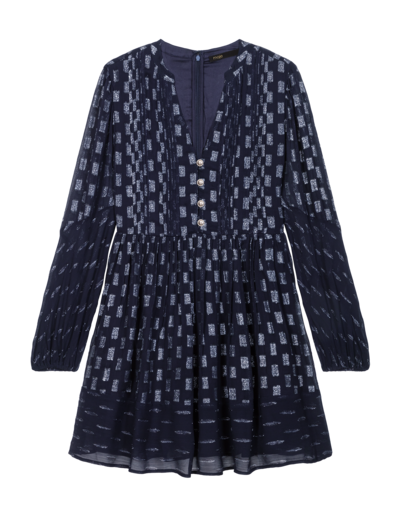 Robe courte plissée à imprimé fleurs