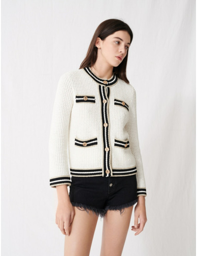 Cardigan en maille à bandes contrastées