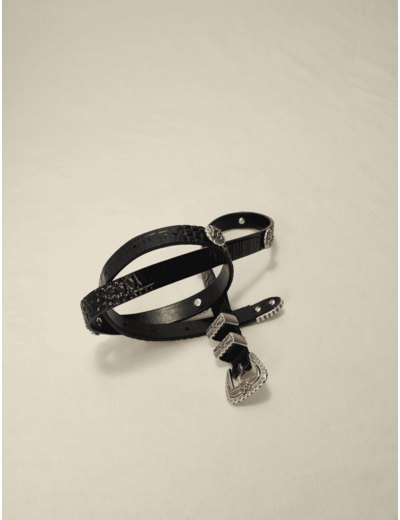 Ceinture fine western en cuir