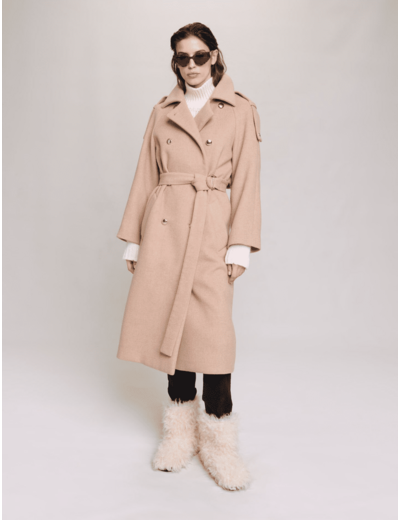 Manteau long en laine mélangée