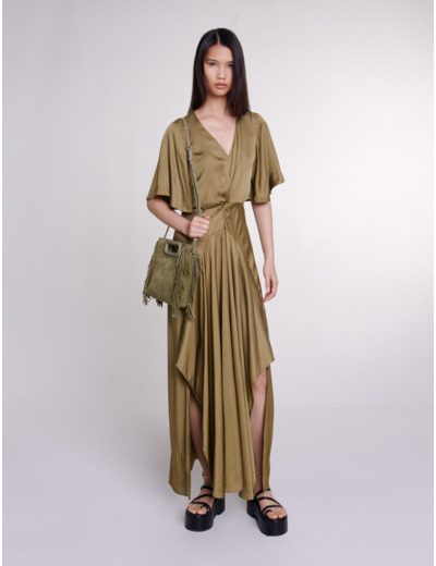 Robe longue satinée ajourée