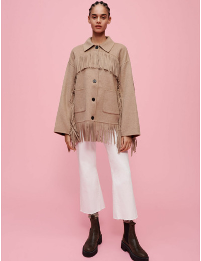 Manteau double face à franges
