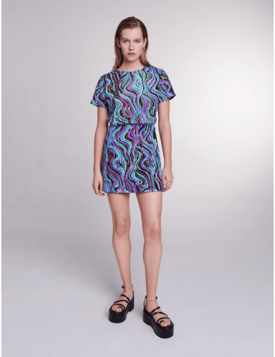 Robe courte trompe l'œil à sequins