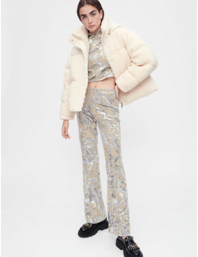Pantalon en velours rebrodé de sequins