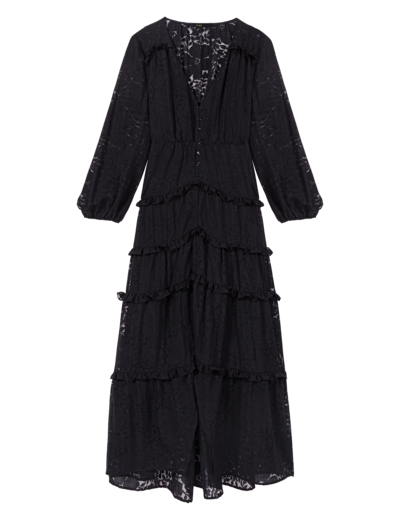 Robe longue volantée à motif