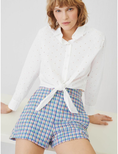 Chemise à nouer en popeline brodée