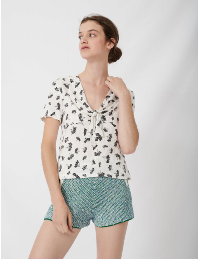 Short en maille à bandes contrastées