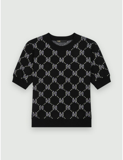 Pull en jacquard monogramme M en lurex