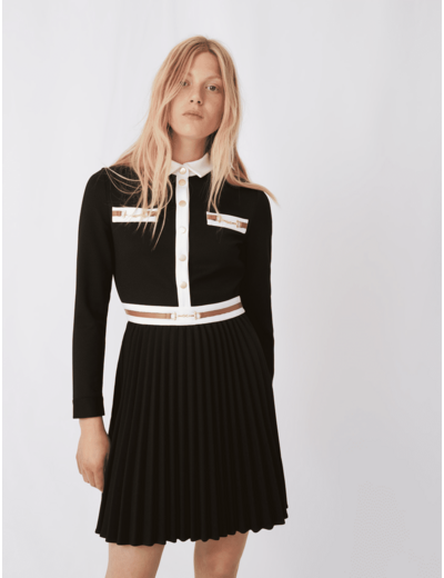 Robe en crêpe à détails contrastés
