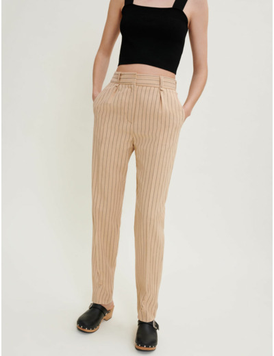 Pantalon ajusté à rayures