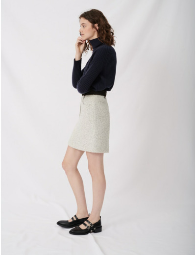 Jupe droite façon tweed contrastée