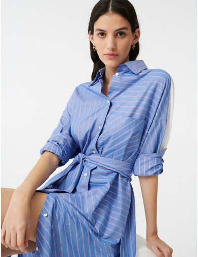 Robe chemise en rayures imprimées