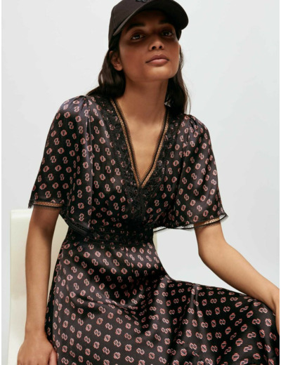 Robe foulard en soie imprimé Maje