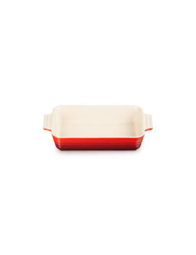 Plat rectangulaire classique 25cm en céramique cerise