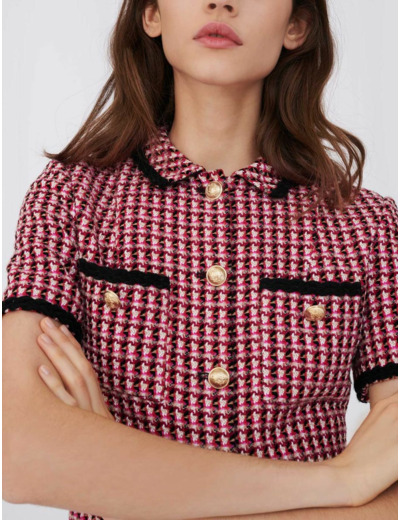 Robe façon tweed contrastée