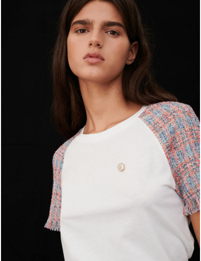Tee-shirt en jersey manches façon tweed