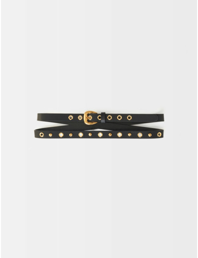 Double ceinture en cuir à œillets