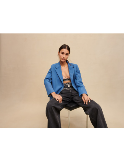 Veste de tailleur droite bleue