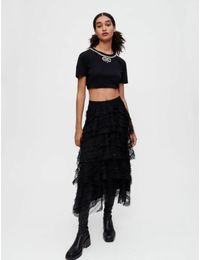 Jupon en tulle à plumetis et sequins